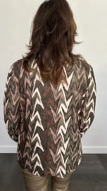 Shirt met gesmokte kraag zig zag soft army