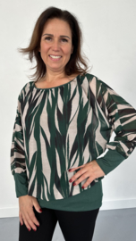 Blouse met boord bamboo d.groen