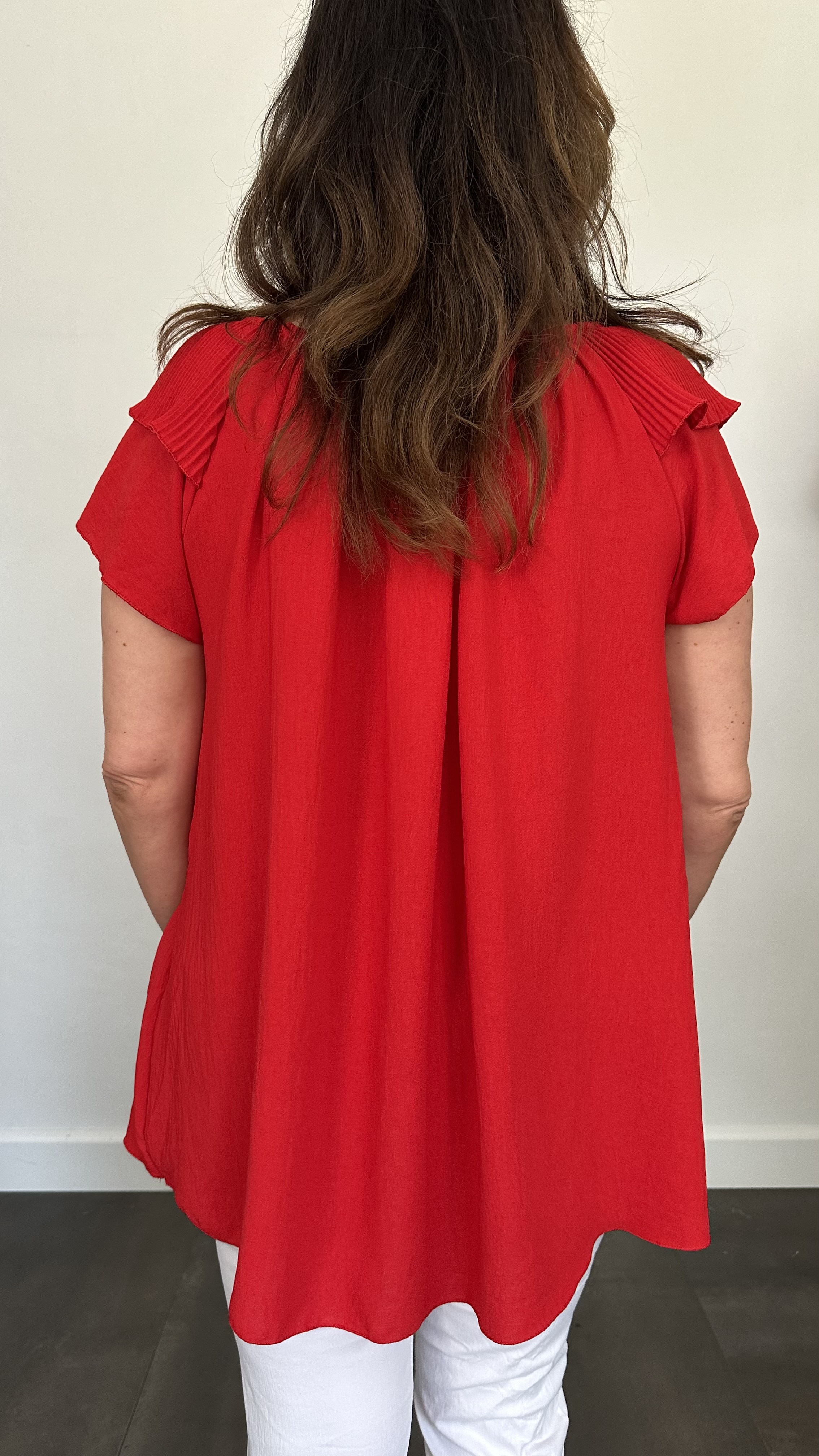 Top Kenza met plissé ruche rood SALE