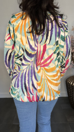 Ballon shirt met elastiek Palm gekleurd