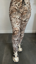 Suèdine joggjeans animal mix bruin/ecru