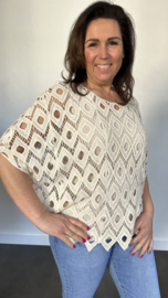 Gehaakte top Ibiza elips ecru/ beige