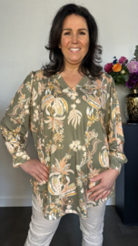 Soft shirt met v-hals en pofmouw Tess army