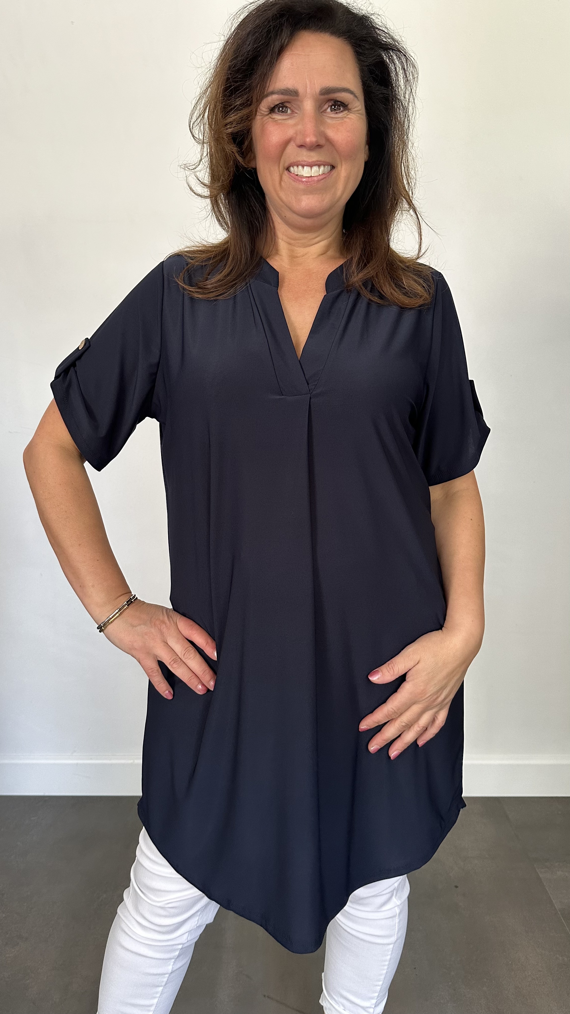 Tuniek liz korte mouw marine