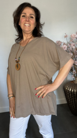 T-Shirt Dewi met GRATIS ketting taupe