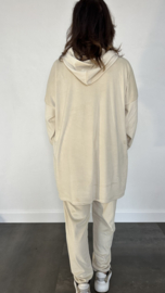 2-Delig velvet comfy pak met capuchon beige /ecru +SIZE SALE