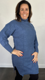 Lange grof gebreide coltrui blauw SALE