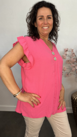 Shirt Britt met knopen en ruche Fuchsia