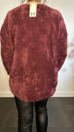 Baby rib sweater met ketting bordeaux