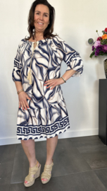 Jurk Linda met strook marine