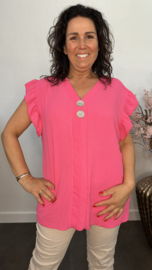 Shirt Britt met knopen en ruche Fuchsia