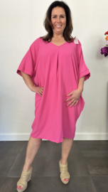 Jurk Camila met v-hals +SIZE fuchsia