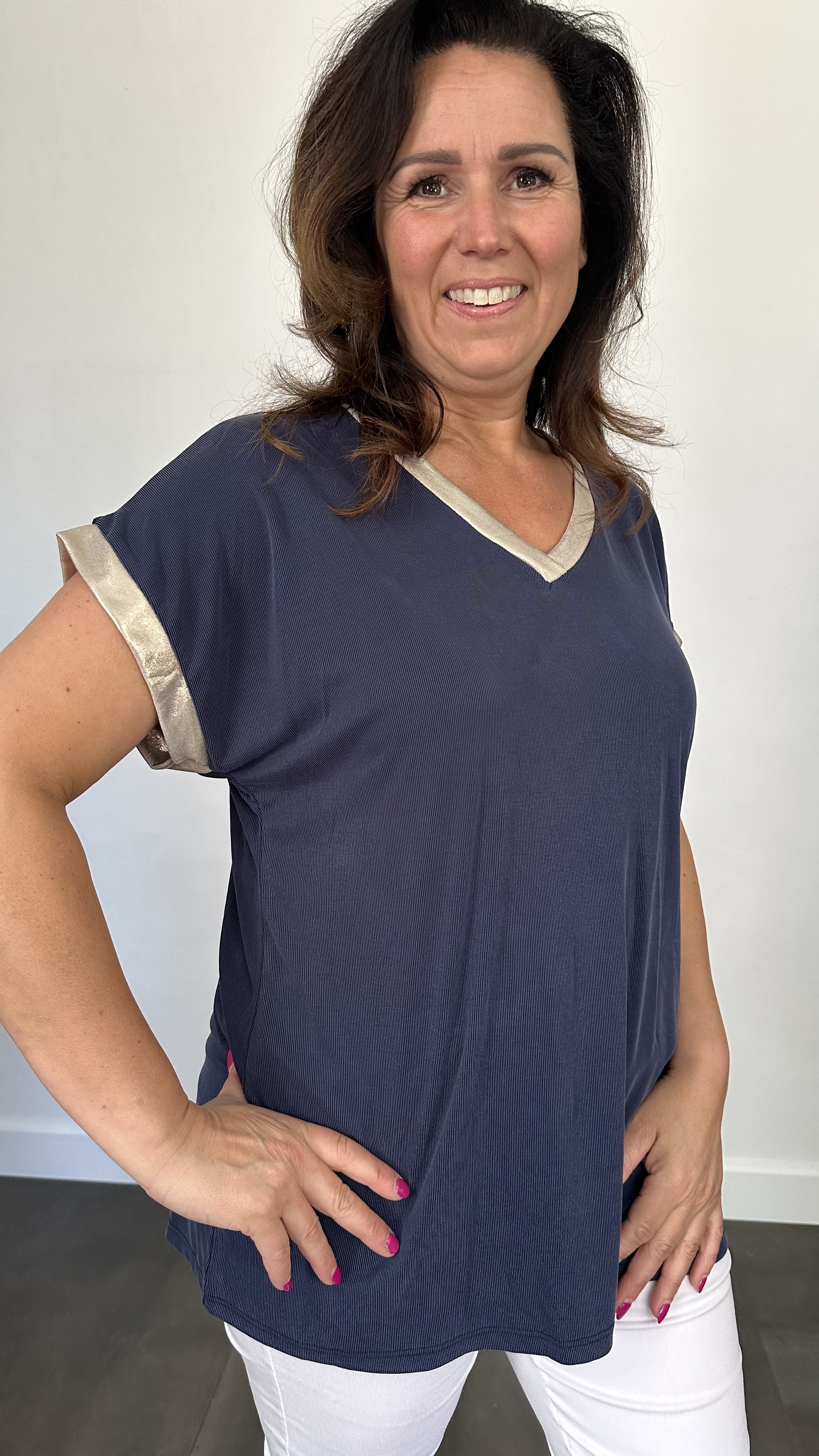 Shirt Milou goud/ marine