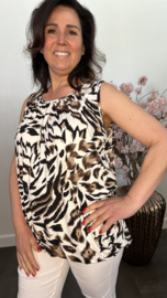 Ballon top Panter ecru/bruin/zwart