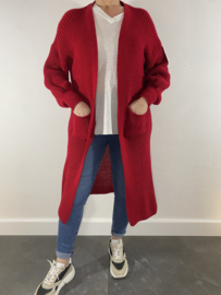 Gebreid vest met pofmouw rood