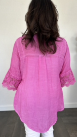 Blouse met kant Summer fuchsia