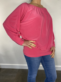 Shirt met elastische boord en vleermuis mouw travel fuchsia