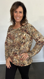 Ballon shirt met elastiek autumn taupe (+size)