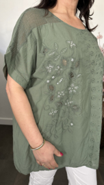 Blouse Irma broderie/ glitter Army