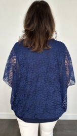 Blouse met boord KANT marine