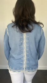 Denim blouse boho flower