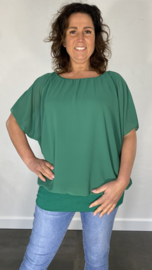 Blouse met boord korte mouw +SIZE groen