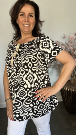 Shirt met koord travel Versailles zwart/wit
