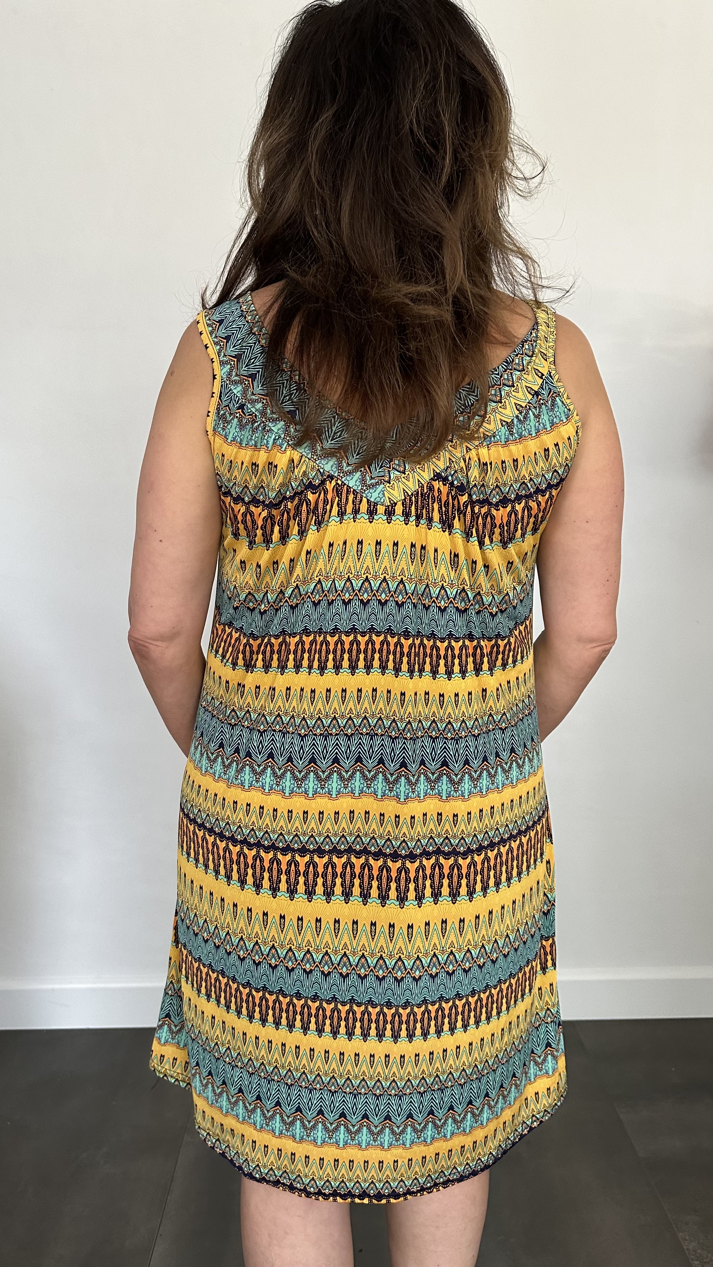Jurkje met V-hals inca mint/geel