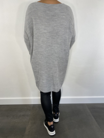Grof gebreide oversized trui licht grijs
