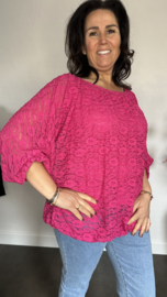 Kanten top Sharon met elastiek fuchsia