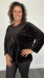 Fluffy trui met ketting zwart SALE