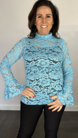 Kanten top Jill turquoise SALE