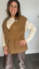 Mouwloos vest met knopen camel