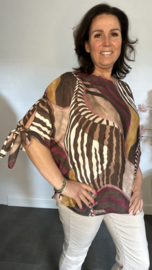 Blouse Selma met strikjes Bruin