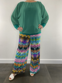 Broek met wijde pijp zigzag gekleurd