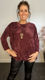 Baby rib sweater met ketting bordeaux