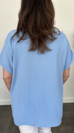 Shirt Lidya met knoopjes +Size ijsblauw