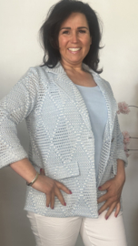 Opengewerkte blazer IJsblauw