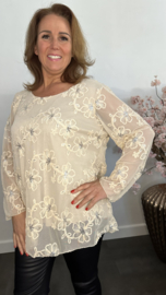 Top Christel met bloemen Champagne