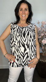 Ballon top scratched zebra zwart/wit