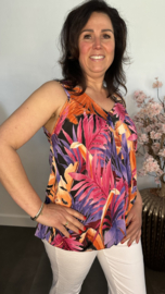 Ballon top met V-hals Autumn palm fuchsia