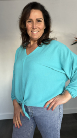 Top met strik CREPE  smaragd