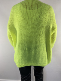 Kort grof gebreid vest neon geel
