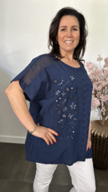 Blouse Irma broderie/ glitter Marine