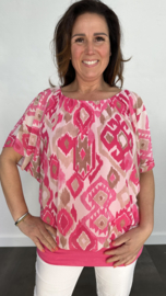 Blouse met boord inca fuchsia