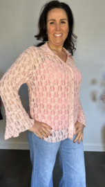 Kanten blouse Tara met stretch Roze