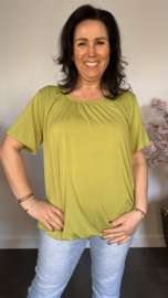 Ballon shirt travel met elastiek avocado