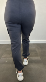 Cargo stretch broek met elastiek  donker Grijs SALE
