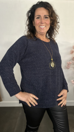Velvet trui Molly + Ketting Marine