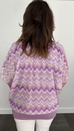 Blouse met boord zig zag lila